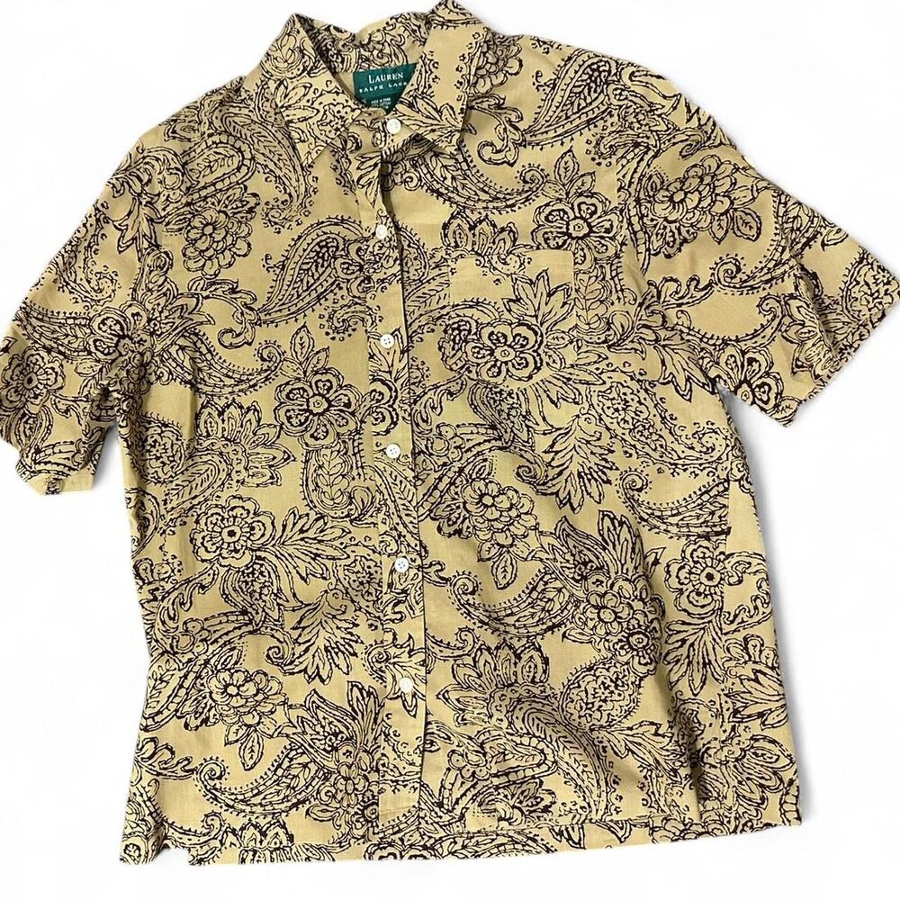 Lauren Ralph Lauren Paisley Button Up Shirt 100 Percent Cotton